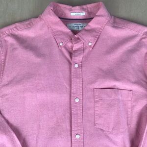 Hawker Rye Mens Large Long Sleeve Button Up Shirt Salmon Coral Stretch